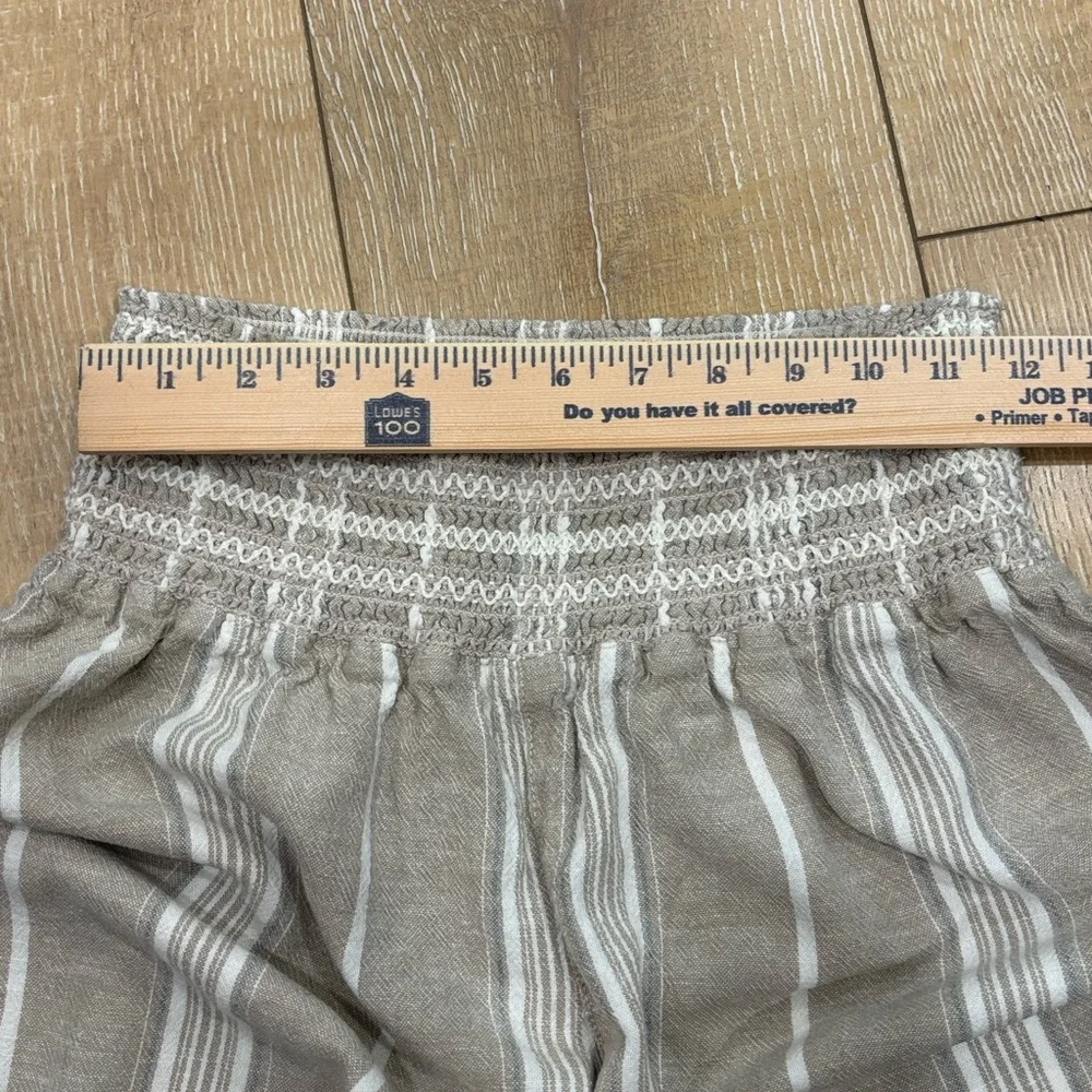 Happily Grey Striped Wide Leg Linen Blend Pants - Size L - Picture 6 of 10